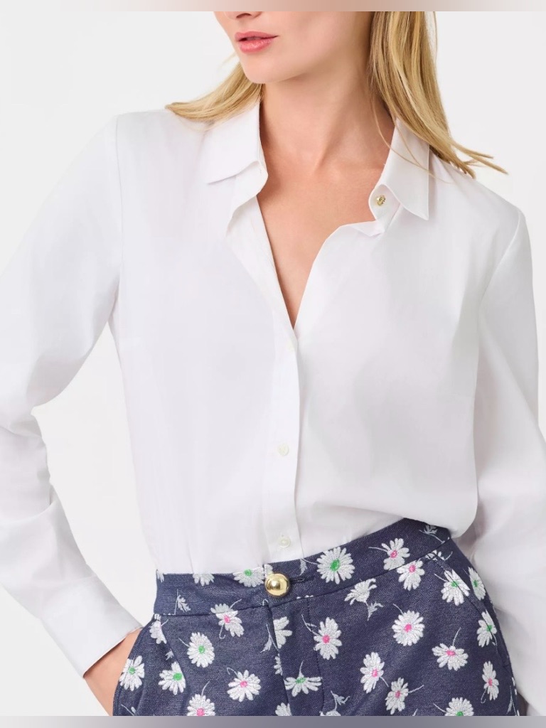 Lilly Pulitzer White Collared Button Blouse